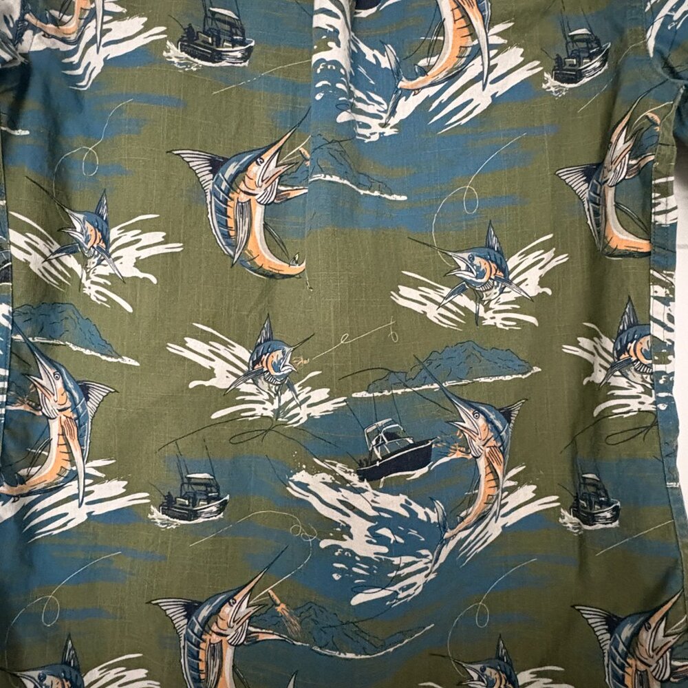 CROFT & BARROW Men’s Short-Sleeve Shirt 100% Cotton Billfish & Boats Size Small - Picture 3 of 6